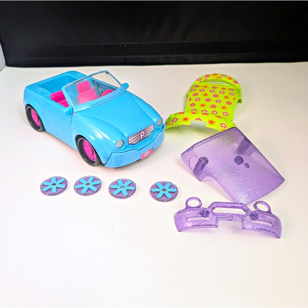 Vintage Y2K Mattel Polly Pocket K8360 Convertible Car w/ Roof Front Bumper